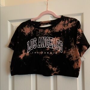 Los Angeles Black and Pink Tie-Dye Crop Top